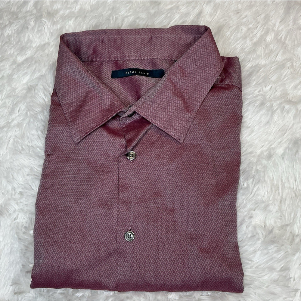 Perry Ellis Men’s Xl Tall 100% Cotton Button Down LongSleeve Shirt